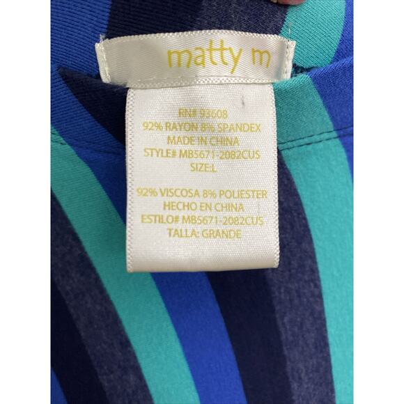 MATTY M Size Large Elasticated Waist Striped Teal Black Long Length MAXI SKIRT - Picture 4 of 10